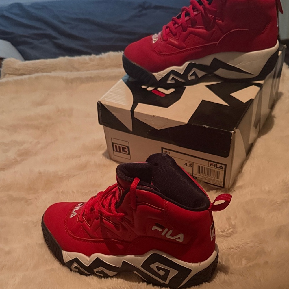 Fila Red and Black High-Top Sneakers